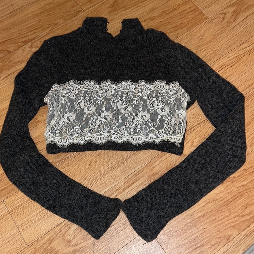 Summer crop top long sleeve vintage